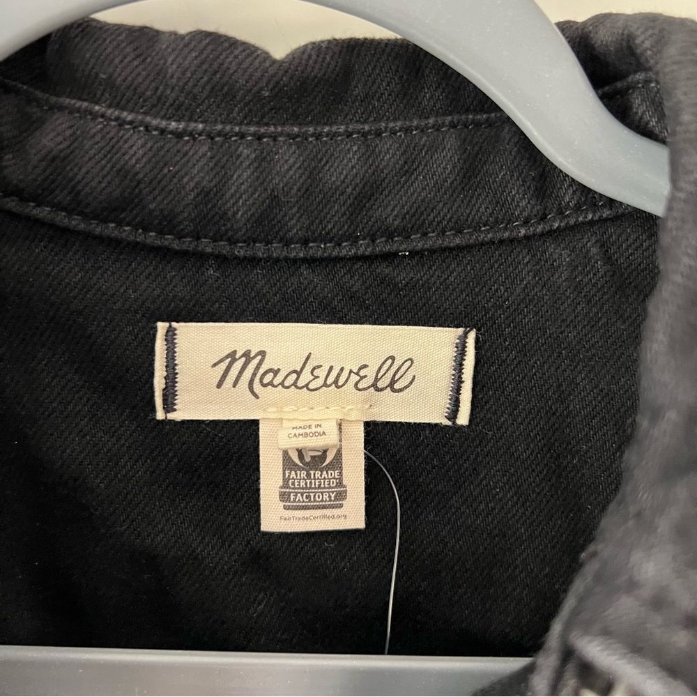 NWT Madewell Long Sleeve Denim Popover Mini Shirtdress in Clean Black Wash - Picture 9 of 10